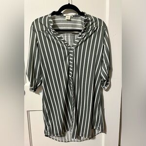 Passport Grey and White Striped Button Down Shirt